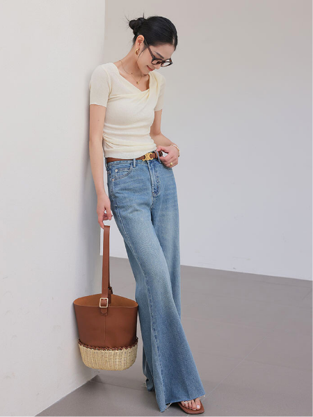 asymmetry drape short sleeve tops