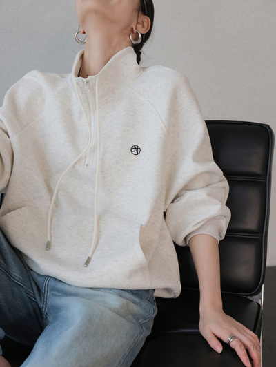 half zip casual sweatshirt