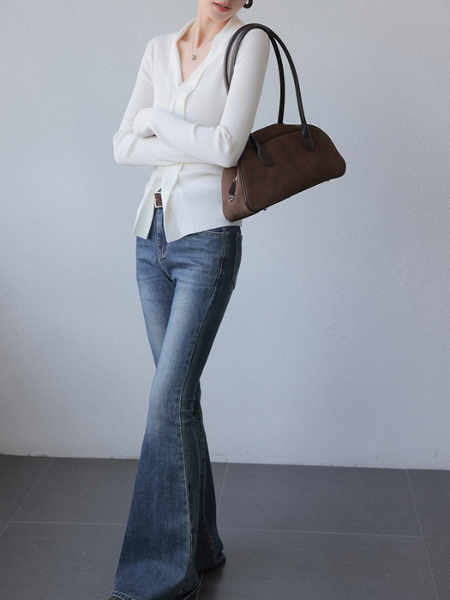 v neck long sleeve design sweater