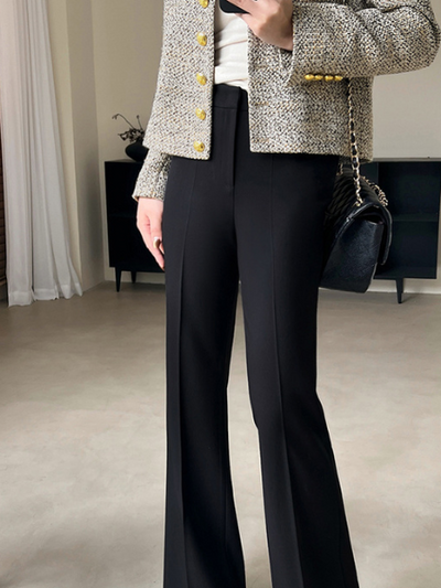 slim flare tuck pants