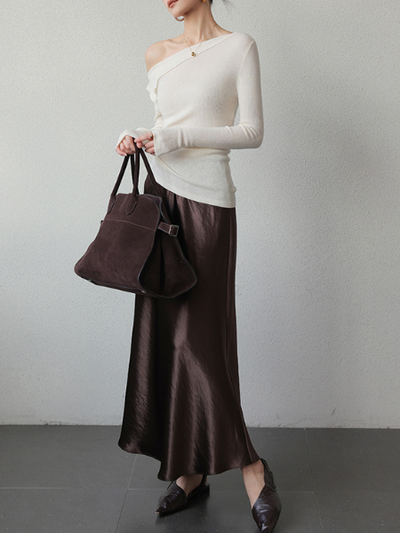 one shoulder turn back tops
