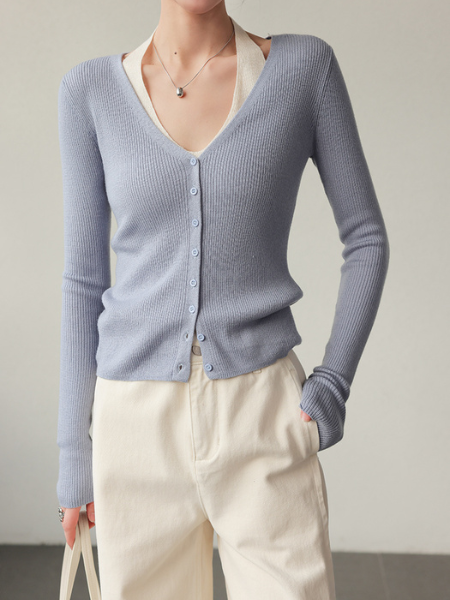 fake two piece slim fit halter neck tops