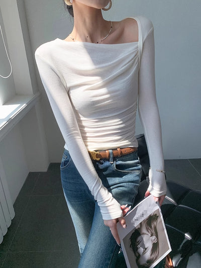 asymmetry fit long sleeve tops