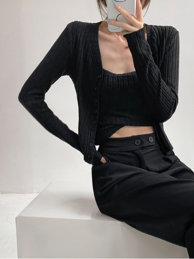 short camisole cardigan 2 piece set