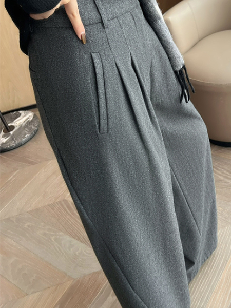 high waist gray wide leg pants