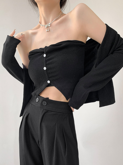 tube top cardigan 2 piece set