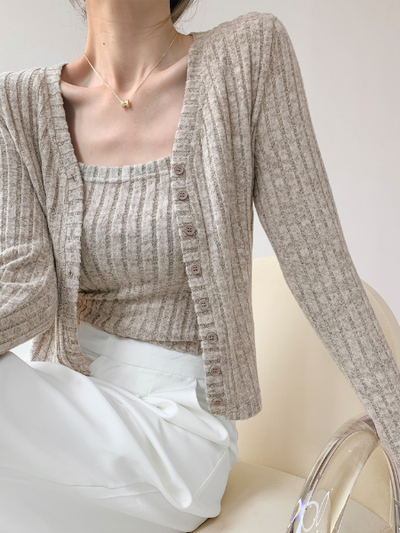short camisole cardigan 2 piece set
