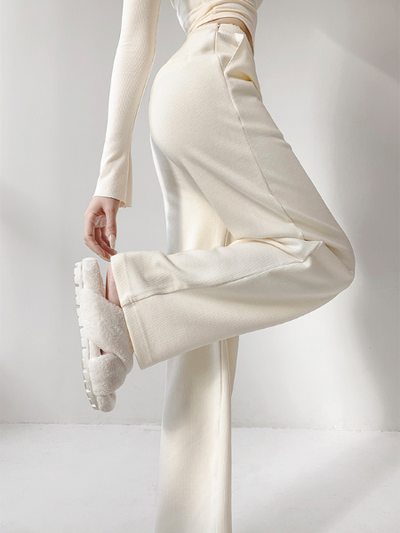 contrast loose straight casual pants