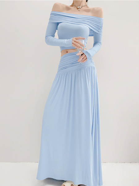 off shoulder slim fit long skirt setup