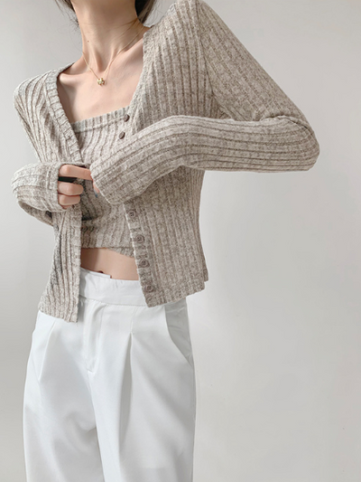 short camisole cardigan 2 piece set