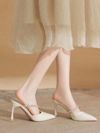 french pointed toe rhinestone high heel