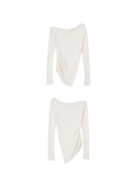 one shoulder turn back tops