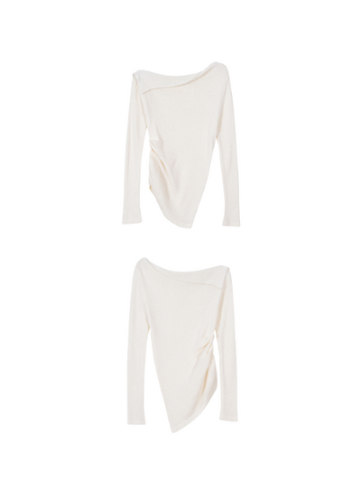 one shoulder turn back tops