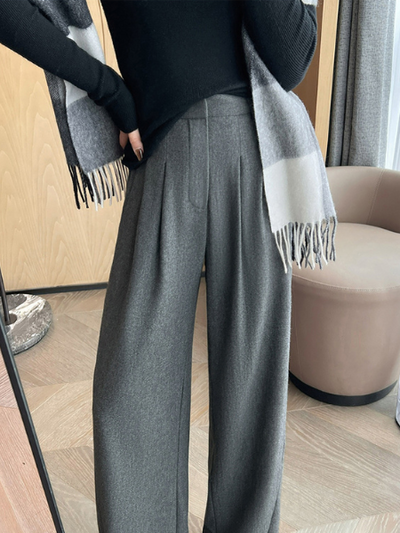 high waist gray wide leg pants