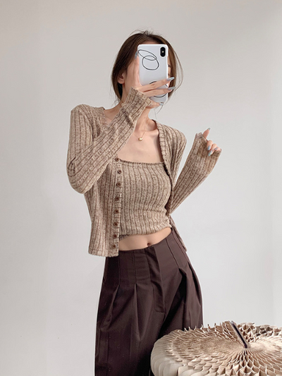 short camisole cardigan 2 piece set