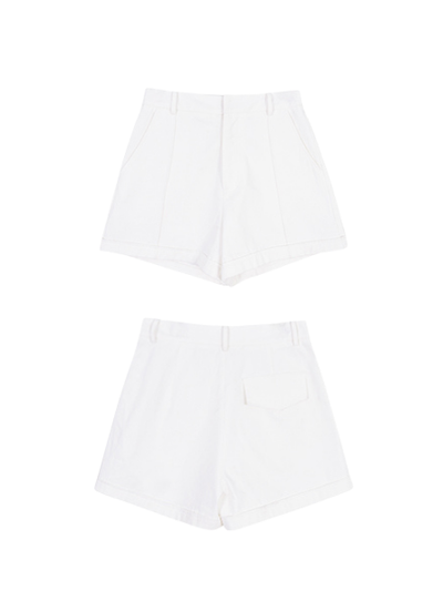 off white cotton short pants