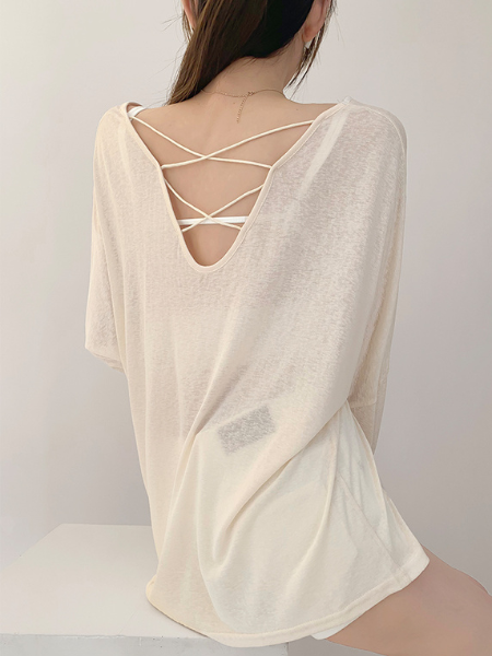 back cross sheer loose tops
