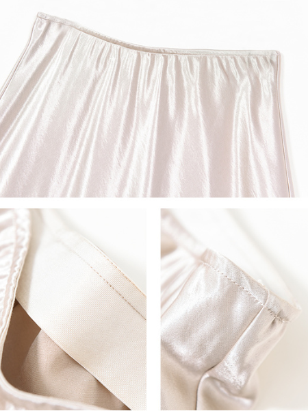 drape satin high waist long skirt
