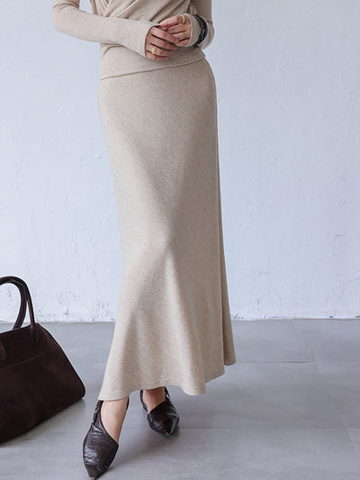 v neck tops long skirt 2 piece set