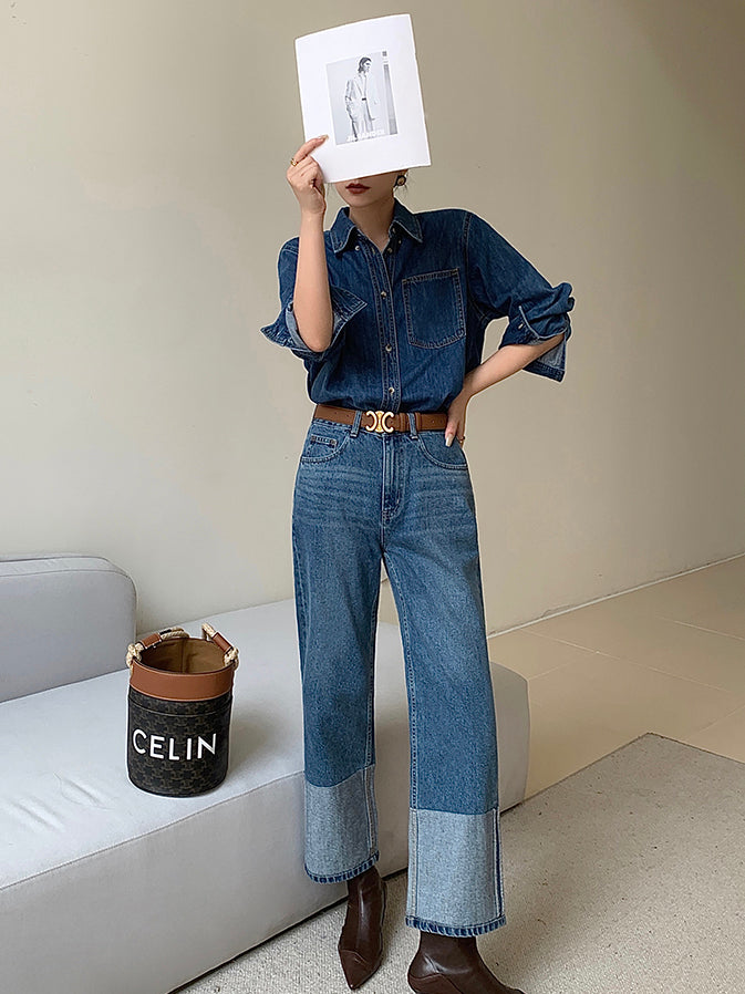 retro blue denim shirt