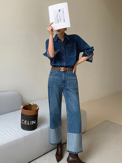 retro blue denim shirt