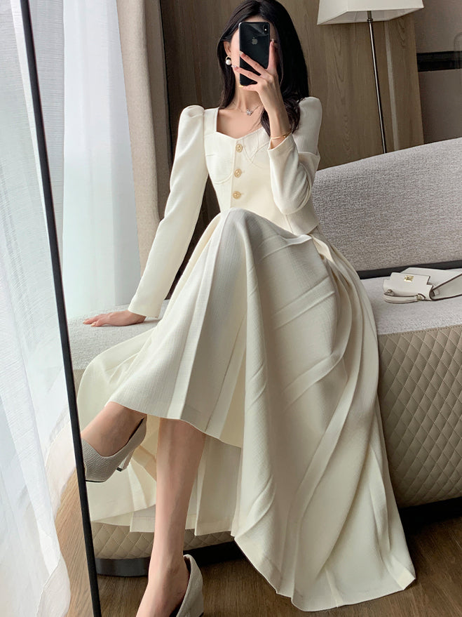 square top slim pleated skirt setup