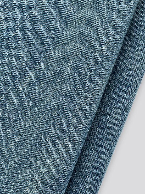 blue denim flare long one piece