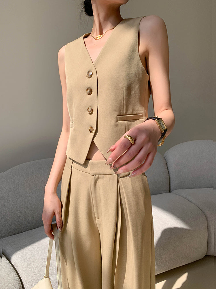 sleeveless vest casual pants set up