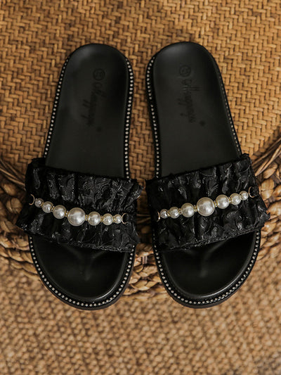 pearl  gather flat sandals