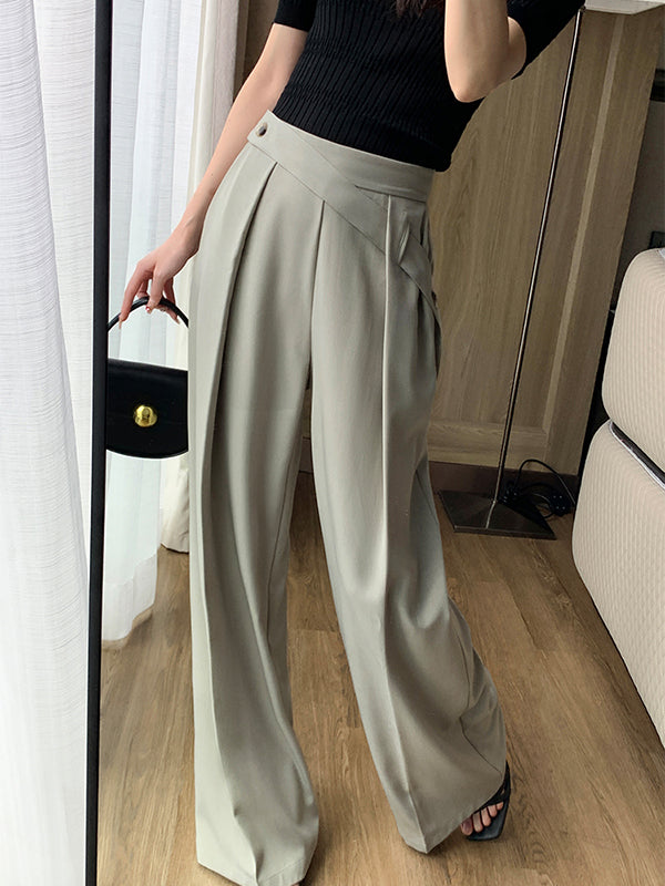 diagonal belt wide leg pants