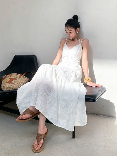 white camisole tiered long dress
