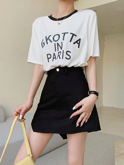 denim culottes mini skirt