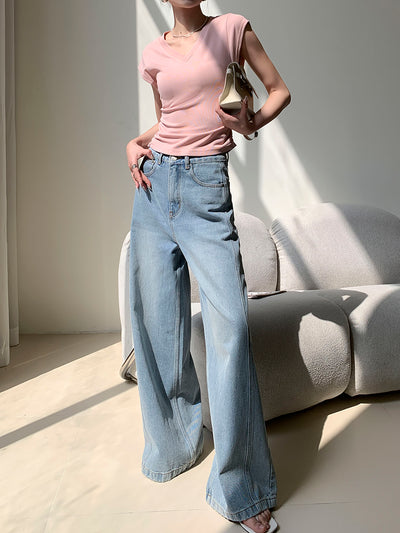v neck smooth fit tops