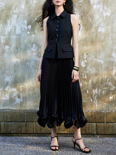 flower petal style pleats skirt