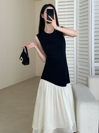 sleeveless chiffon docking dress