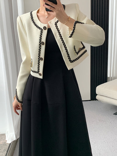short jacket camisole dress bicolor setup