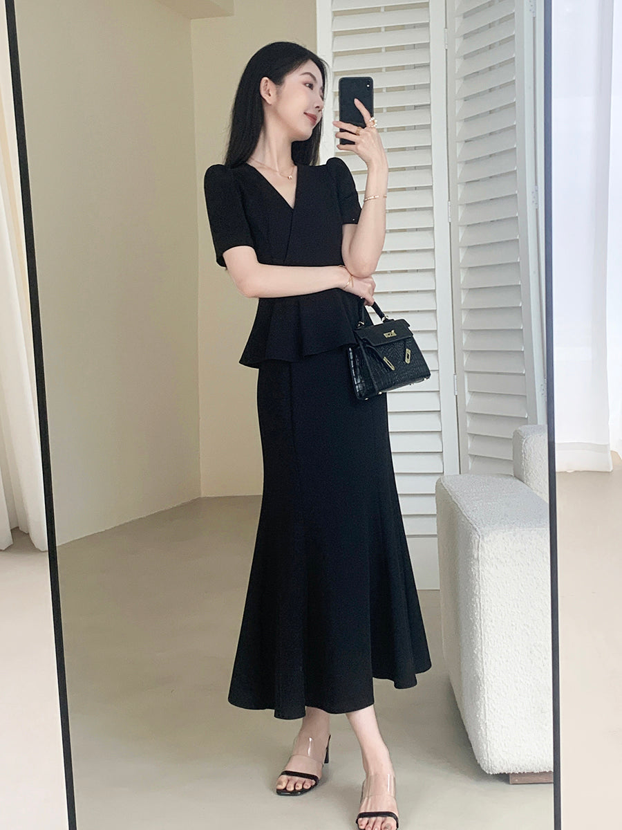 peplum mermaid skirt style dress