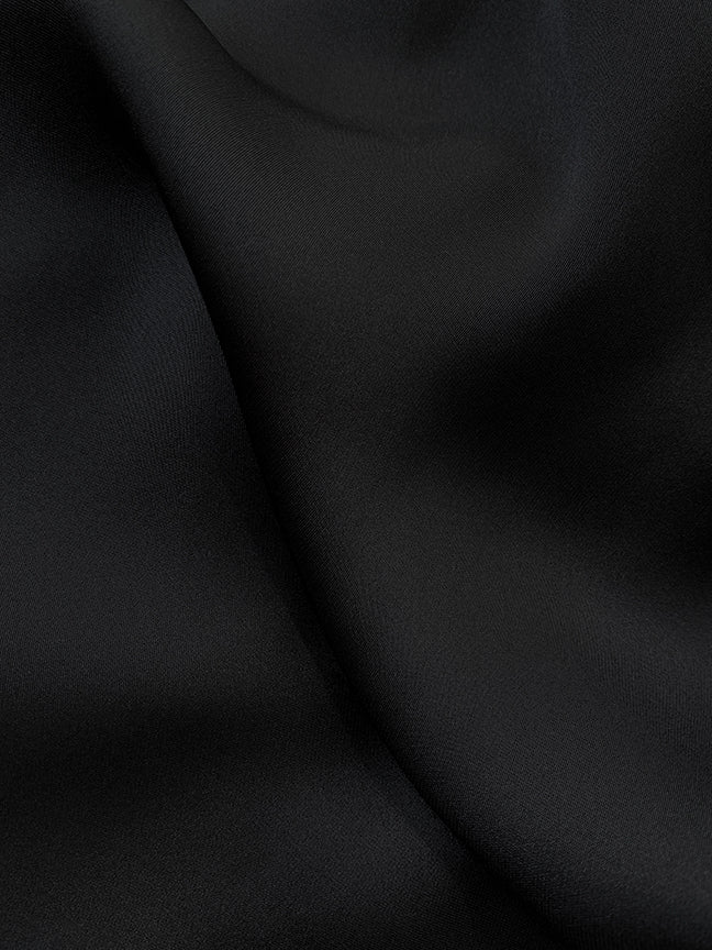 chain square neck puff sleeve black dress