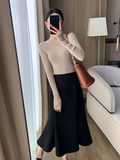 mermaid black long skirt