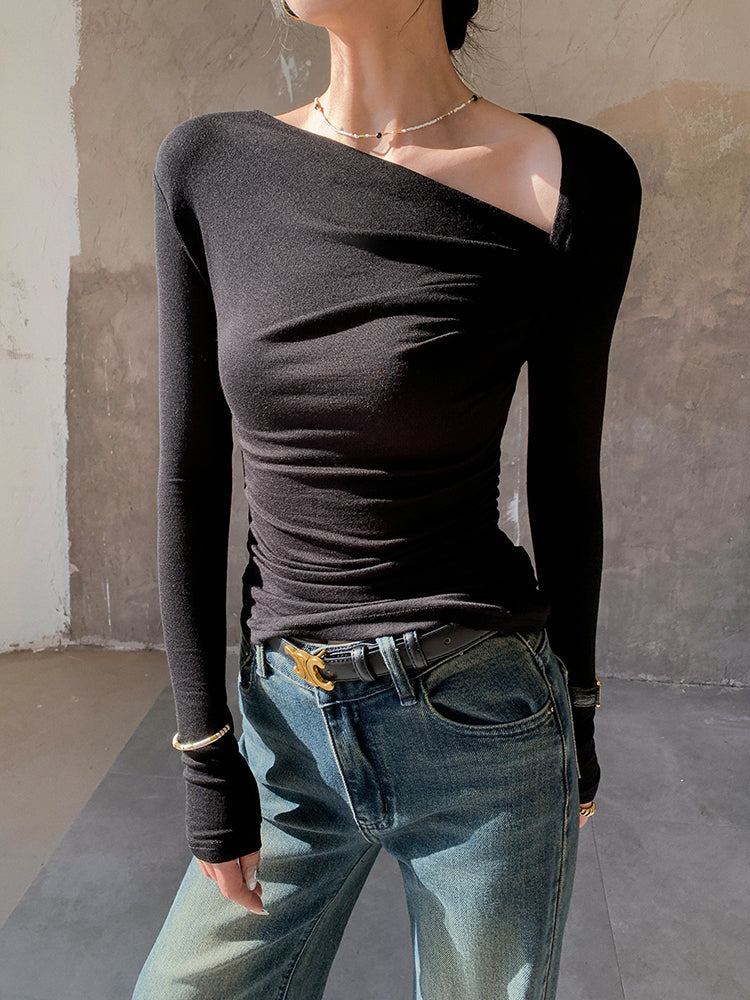 asymmetry fit long sleeve tops