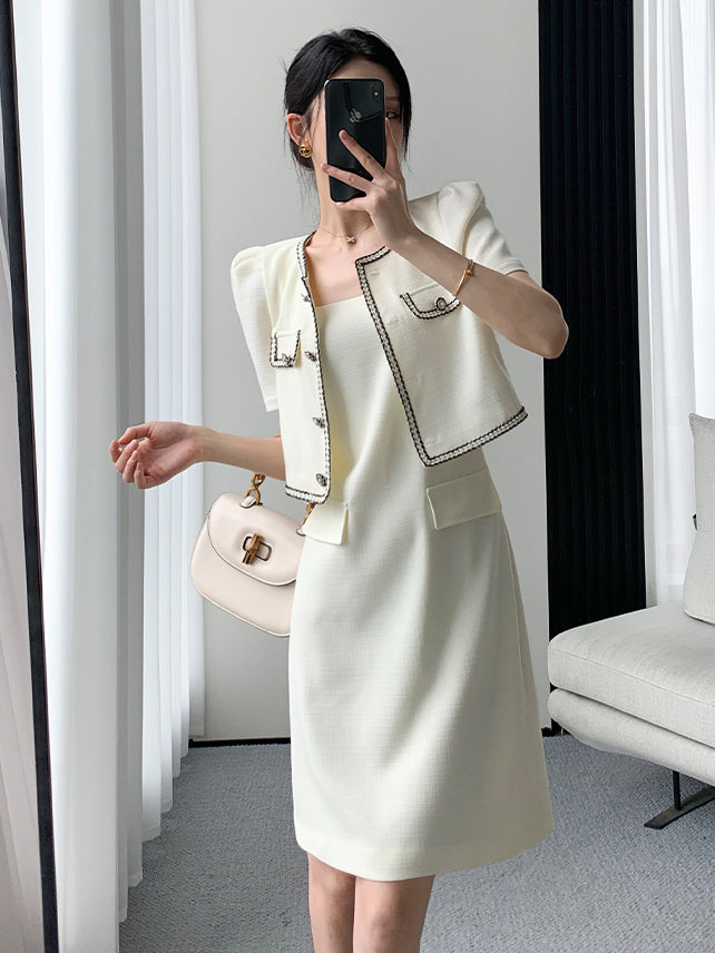 french cardigan tight dress setup