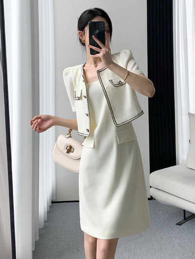 french cardigan tight dress setup