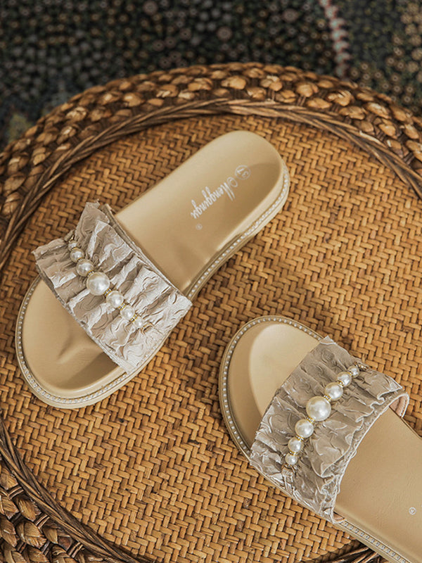 pearl  gather flat sandals