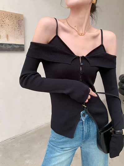off shoulder camisole style slim fit tops