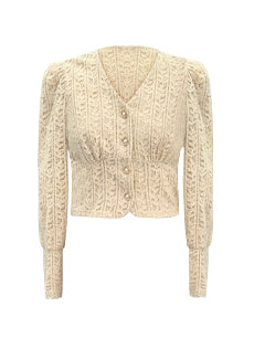 v neck knit short lace cardigan