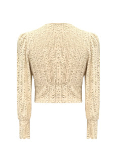 v neck knit short lace cardigan