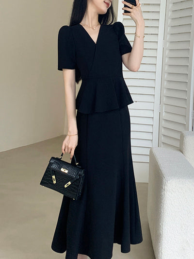 peplum mermaid skirt style dress