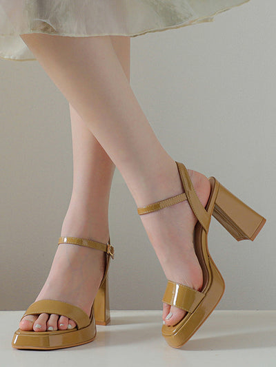 square toe chunky heel strap sandals