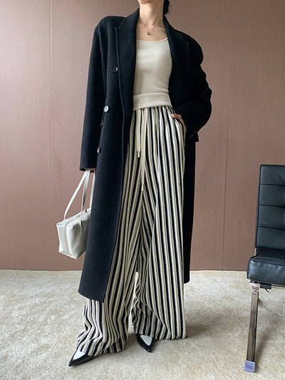 stripe wide straight pants
