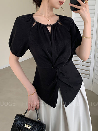 puff sleeve niche design tops